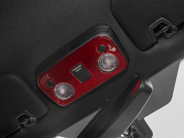 2015-2023 Mustang SpeedForm Overhead Map Light Trim; Red Carbon