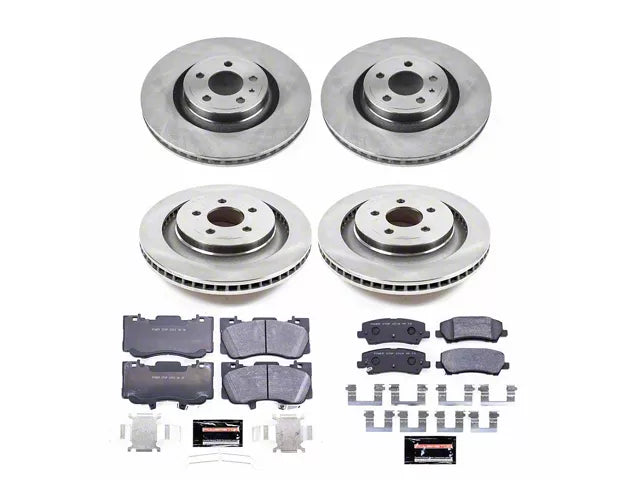 2015-2020 Mustang GT w/o Performance Pack, EcoBoost w/ Performance Pack PowerStop Track Day Brake Rotor and Pad Kit; Front and Rear