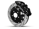 2015-2023 Mustang Wilwood AERO6 Front Big Brake Kit with 14-Inch Drilled and Slotted Rotors; Black Calipers