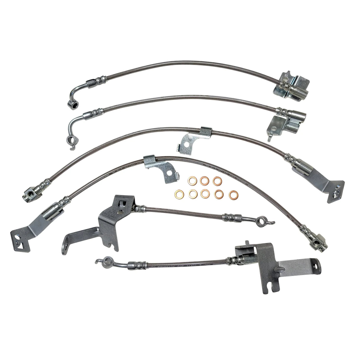 2024-2026 Mustang J&M Full Front Rear Stainless Steel Braided Brake Line Kit Non Magneride & Brembo