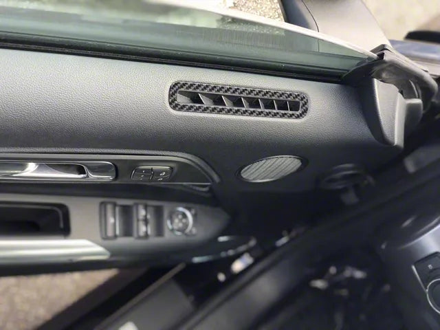 2015-2023 Mustang Door A/C Vent Accent Trim; Domed Carbon Fiber