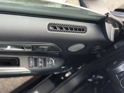 2015-2023 Mustang Door A/C Vent Accent Trim; Domed Carbon Fiber