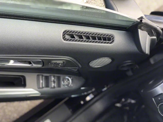 2015-2023 Mustang Door A/C Vent Accent Trim; Domed Carbon Fiber