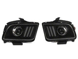 2005-2009 DRL Projector Headlights; Black Housing; Clear Lens