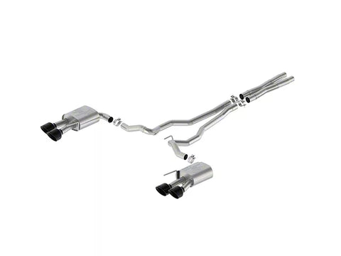 2024-2025 Mustang GT w/o Active Ford Performance Sport Non-Active Cat-Back Exhaust with Black Chrome Tips and Dark Horse Quad Tip Rear Valance