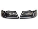 1999-2004 Raxiom Axial Series Headlights with Sequential LED Bar; Black Housing; Clear Lens