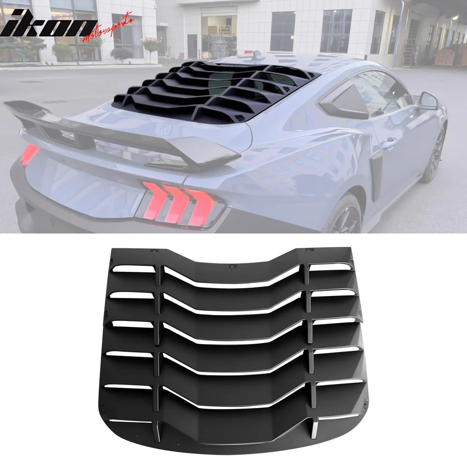2024-2026 Ford Mustang IKON Matte Black Rear Window Louvers ABS