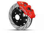 2015-2023 Mustang Wilwood AERO6 Front Big Brake Kit with 14-Inch Drilled and Slotted Rotors; Red Calipers