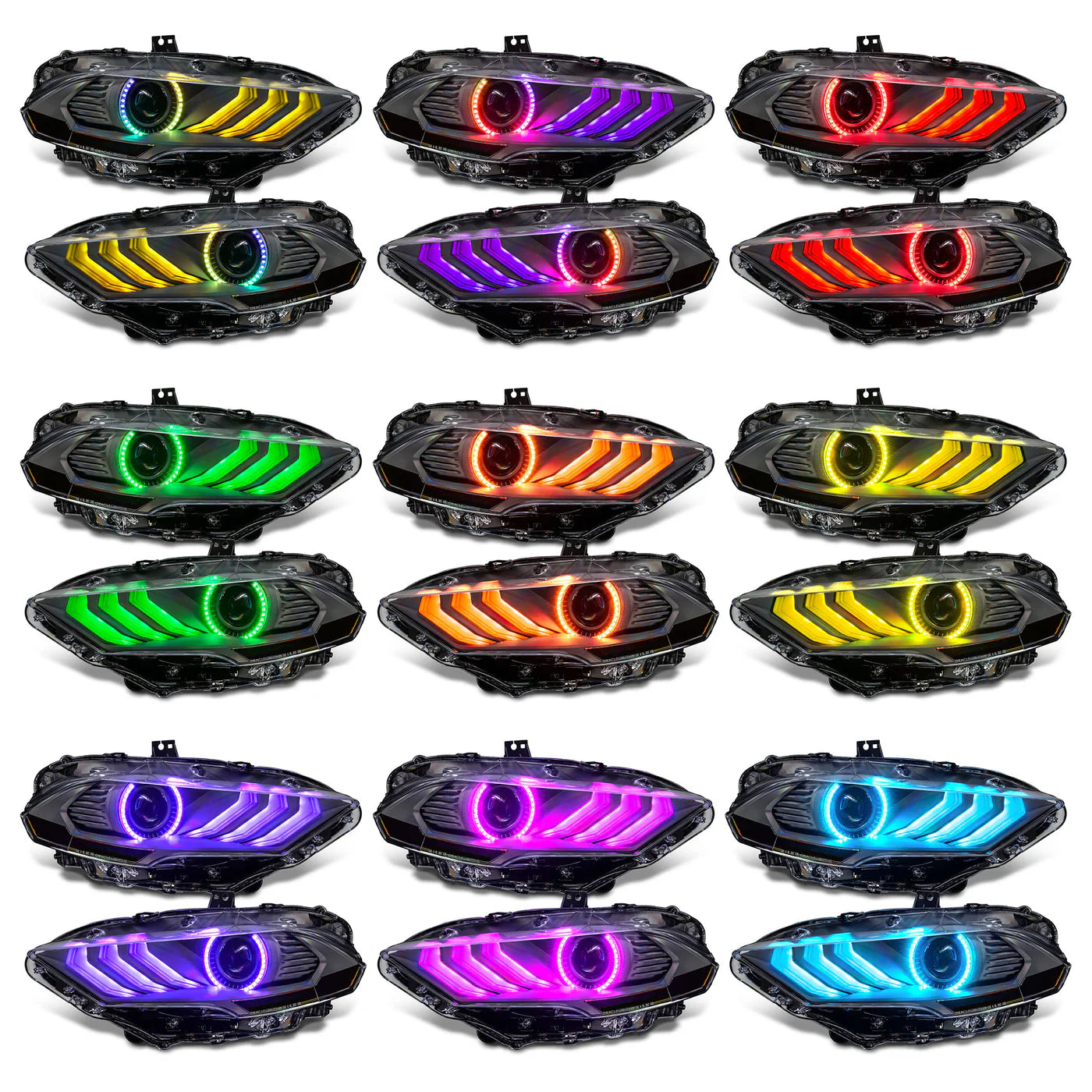 2018-2023 MUSTANG ORACLE "BLACK SERIES" DYNAMIC COLORSHIFT LED HEADLIGHTS W/ SEQUENTIAL TURN SIGNAL
