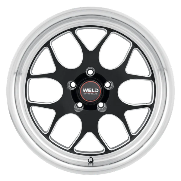 2005-2026 Mustang GT / GT350 / Dark Horse Weld Racing Solana Drag 1-Piece Gloss BLK MIL DIA Wheel - 18x10 with 5x114.3 Bolt, 7.27BS, ET 45
