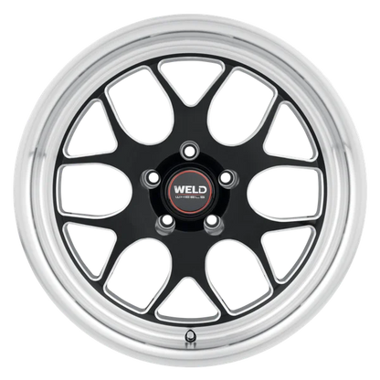2005-2026 Mustang GT / GT350 / Dark Horse Weld Racing Solana Drag 1-Piece Gloss BLK MIL DIA Wheel - 18x10 with 5x114.3 Bolt, 7.27BS, ET 45