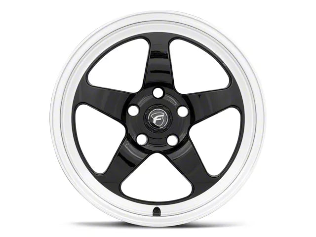 2005-2025 Forgestar D5 Drag Black Machined Wheel; Rear Only; 17x10; 50mm Offset