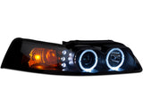 1999-2004 Raxiom Dual LED Halo Projector Headlights; Black Housing; Smoked Lens