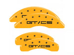 2015-2023 Mustang GT w/o Performance Pack MGP Brake Caliper Covers with GT/CS Logo; Yellow; Front and Rear