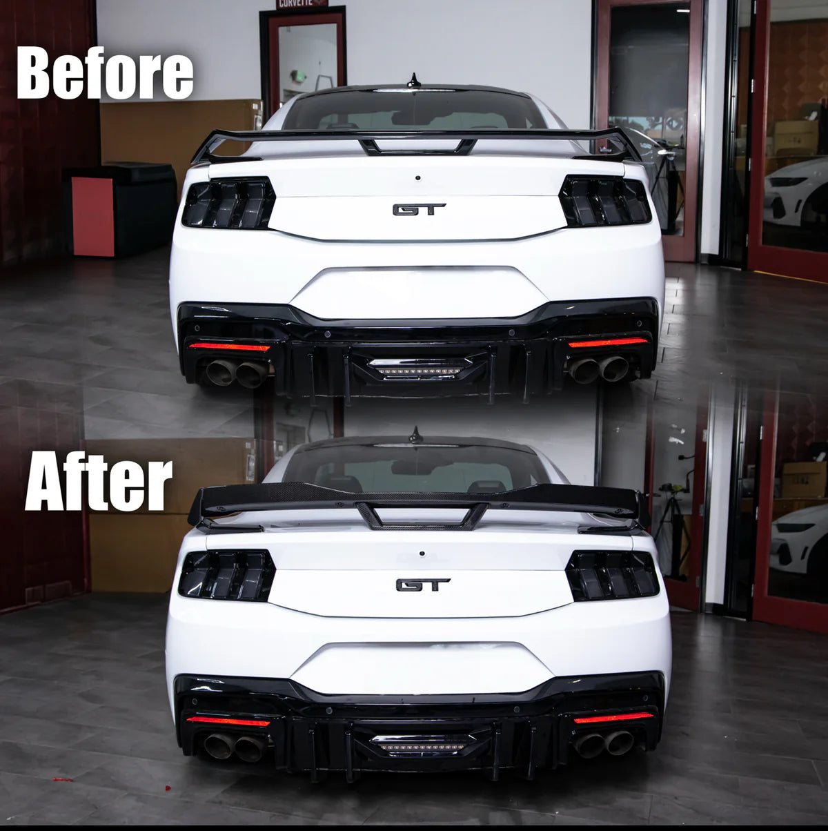 2024-2026 Mustang S650 Dark Horse Rear Spoiler Gloss Carbon Fiber 2pcs