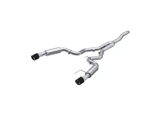 2015-2023 Mustang EcoBoost Fastback w/o Active Exhaust MBRP Armor Pro Cat-Back Exhaust with Carbon Fiber Tips; Race Version