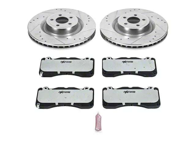 2015-2023 Mustang GT w/ Performance Pack PowerStop Z26 Street Warrior Brake Rotor and Pad Kit; Front and Rear