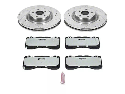 2015-2023 Mustang GT w/ Performance Pack PowerStop Z26 Street Warrior Brake Rotor and Pad Kit; Front and Rear