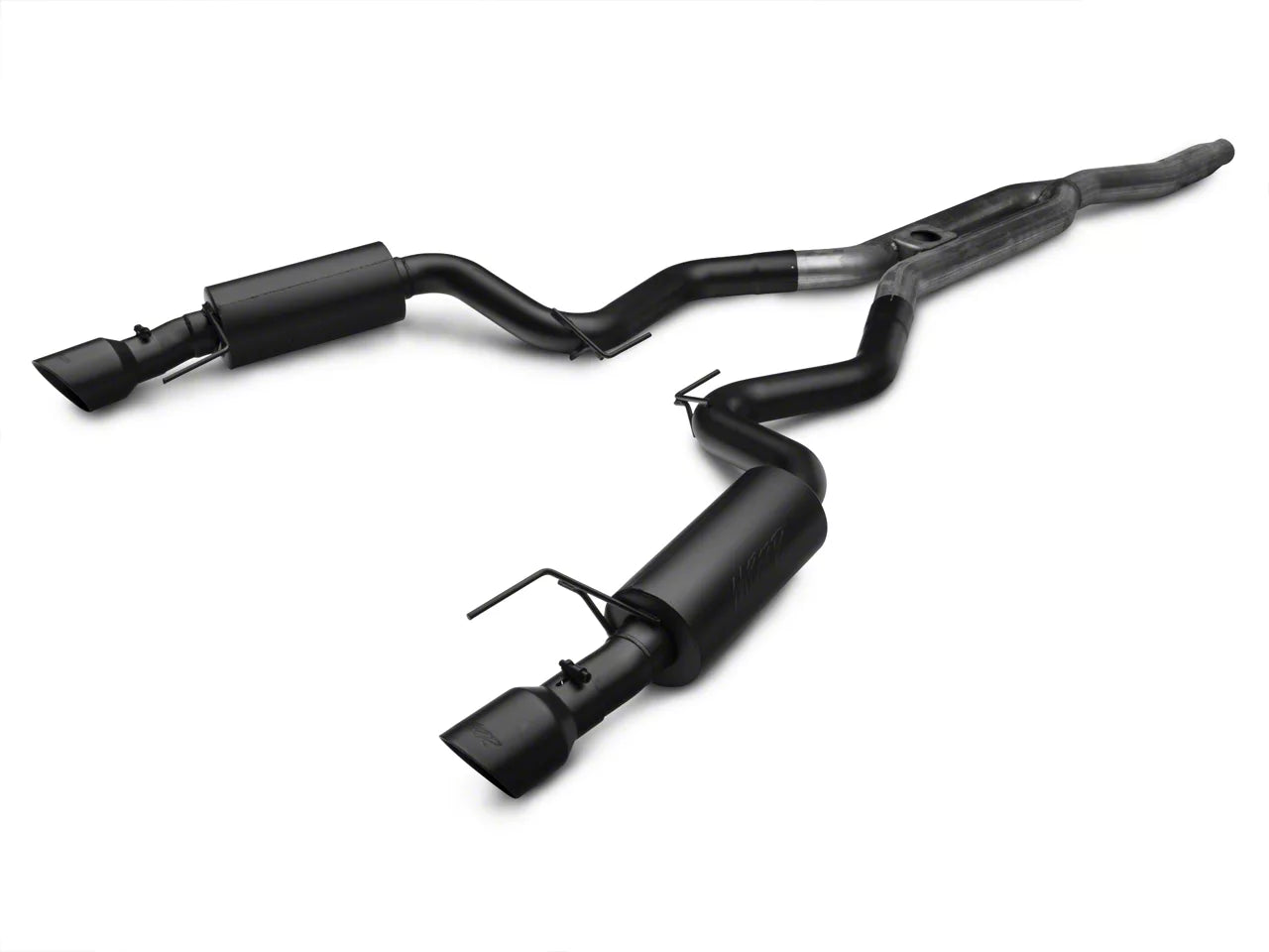2015-2023 Mustang EcoBoost Fastback w/o Active Exhaust MBRP Armor BLK Cat-Back Exhaust with Y-Pipe; Street Version