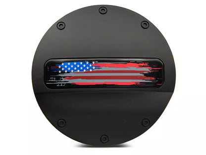 2015-2023 Mustang Old Glory Fuel Door; Matte Black