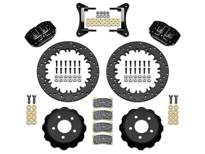 2015-2023 Mustang Wilwood DynaPro 4R Drag Race Rear Big Brake Kit with Drilled Rotors; Anodized Gray Calipers
