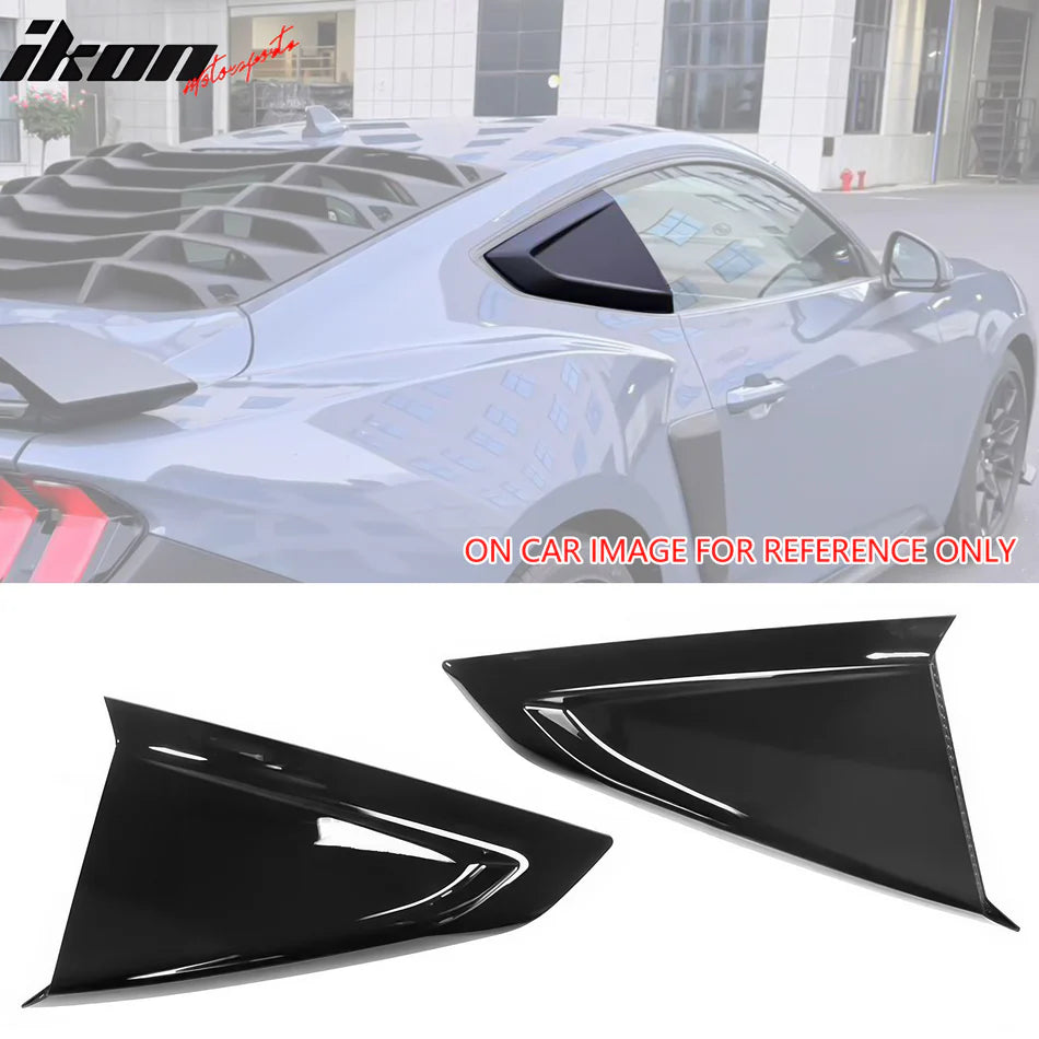 2024-2026 Ford Mustang V Style Gloss Black Side Window Louvers ABS