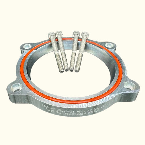 GT350 [5.2L] (2015+) & BULLITT / MACH 1 [5.0L] (2019+) Adapter (95mm TB to 87mm): 95MM TB to Ford Shelby GT350, Mach 1 & Bullitt Stock Manifold/Aft. Mkt. Supercharger