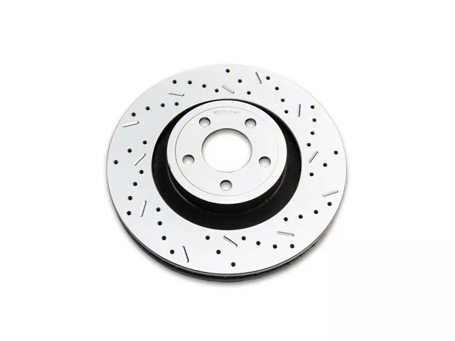 2015-2023 Mustang GT w/o Performance Pack Xtreme Stop Precision Cross-Drilled and Slotted Brake Rotor and Carbon Graphite Pad Kit; Front and Rear