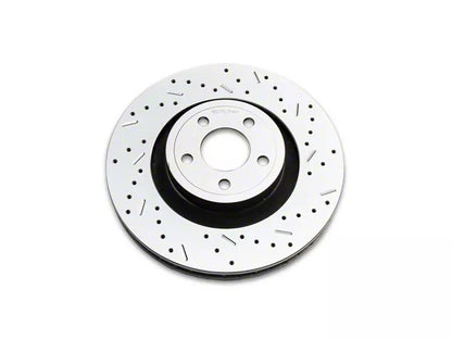 2015-2023 Mustang GT w/o Performance Pack Xtreme Stop Precision Cross-Drilled and Slotted Brake Rotor and Carbon Graphite Pad Kit; Front and Rear