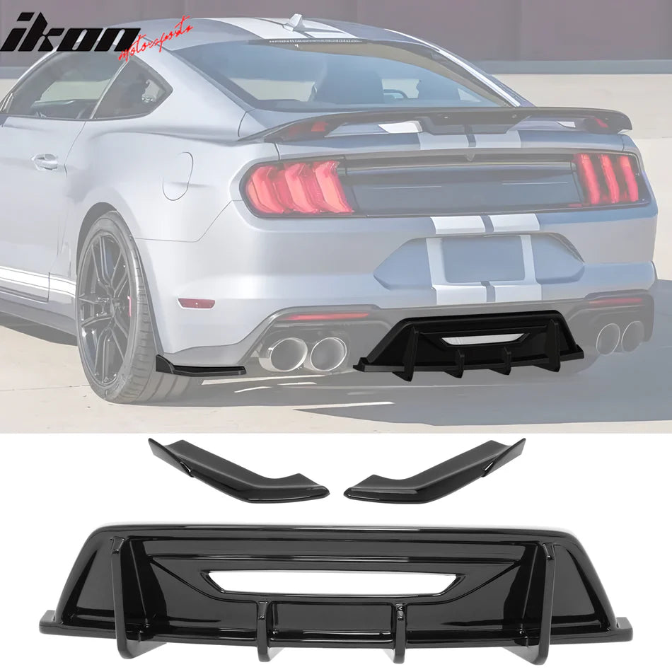 2024-2026 Ford Mustang Rear Diffuser + Aprons Gloss Black ABS