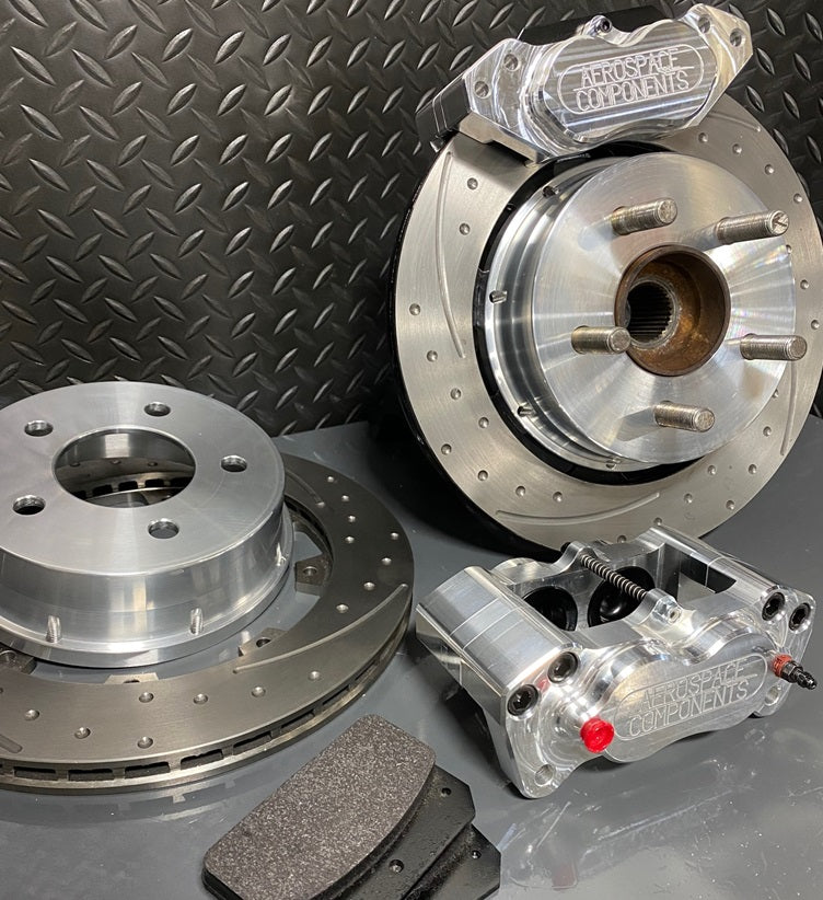 2015-23 Mustang Rear Pro Street Brake Kit With Dimpled and Slotted Rotors for AED Knuckles - Aerospace Components