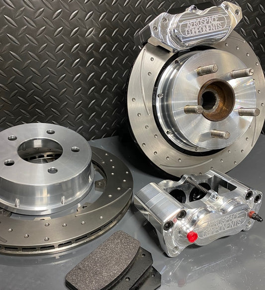 2015-23 Mustang Rear Pro Street Brake Kit With Dimpled and Slotted Rotors for AED Knuckles - Aerospace Components