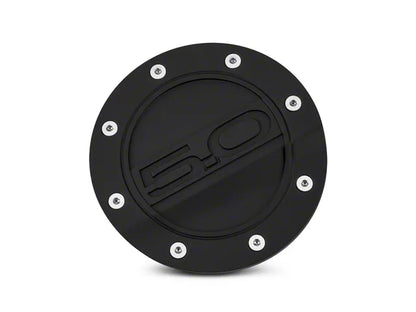 2015-2023 Mustang Competition Series Fuel Door with 5.0 Logo; Black