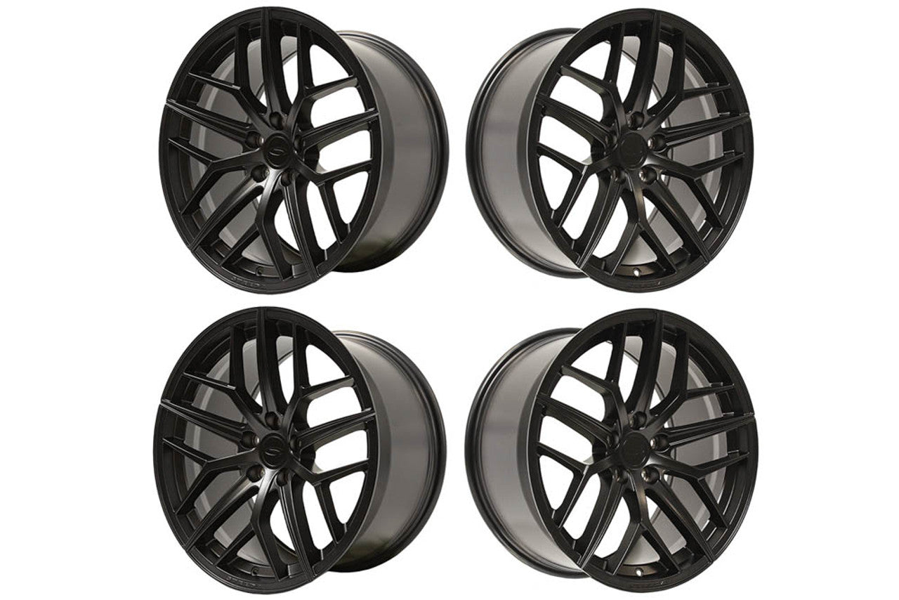 2005-2023 Steeda Mustang Trident Satin Black Staggered Street Wheel Package - 19x10/11