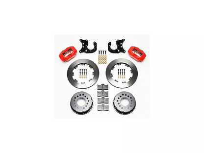 1979-1993 Mustang w/ Ford 8.8 Rear & 2.5 Axle Offset Wilwood Forged Dynalite Pro Series Rear Big Brake Kit with Undrilled Rotors; Red Calipers