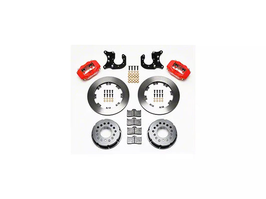 1979-1993 Mustang w/ Ford 8.8 Rear & 2.5 Axle Offset Wilwood Forged Dynalite Pro Series Rear Big Brake Kit with Undrilled Rotors; Red Calipers