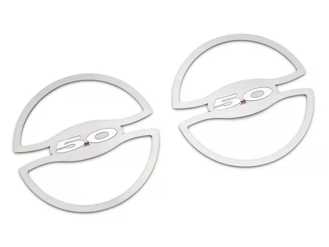 2015-2023 Mustang GT SpeedForm Lower Door Speaker Trim with 5.0 Logo; Brushed