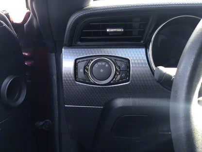 2015-2023 Mustang Headlight Switch Accent Trim; Domed Carbon Fiber