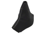 2015-2023 Mustang SpeedForm Premium Black Leather Shift Boot; Silver Stitching