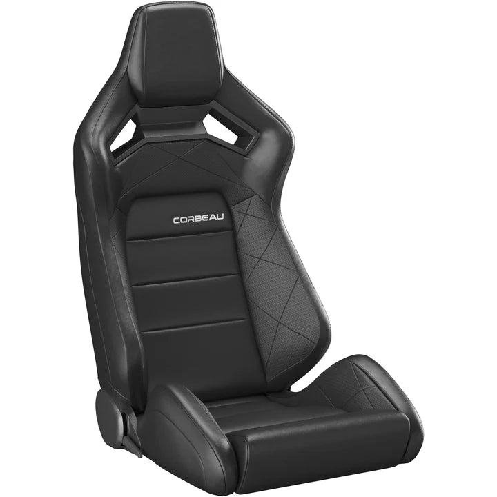 Corbeau Sportline RRX Reclining Seats Black Vinyl/Black HD Vinyl Pair