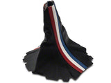 2005-2009 Premium Black Leather Shift Boot; Red, White and Blue Stripe