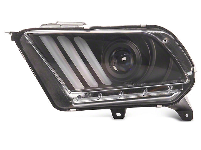 2010-2012 Mustang W/ Factory HID Signature Series Sequential Light Bar Projector Headlights; Black Housing; Clear Lens