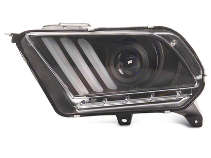 2010-2012 Mustang W/ Factory HID Signature Series Sequential Light Bar Projector Headlights; Black Housing; Clear Lens