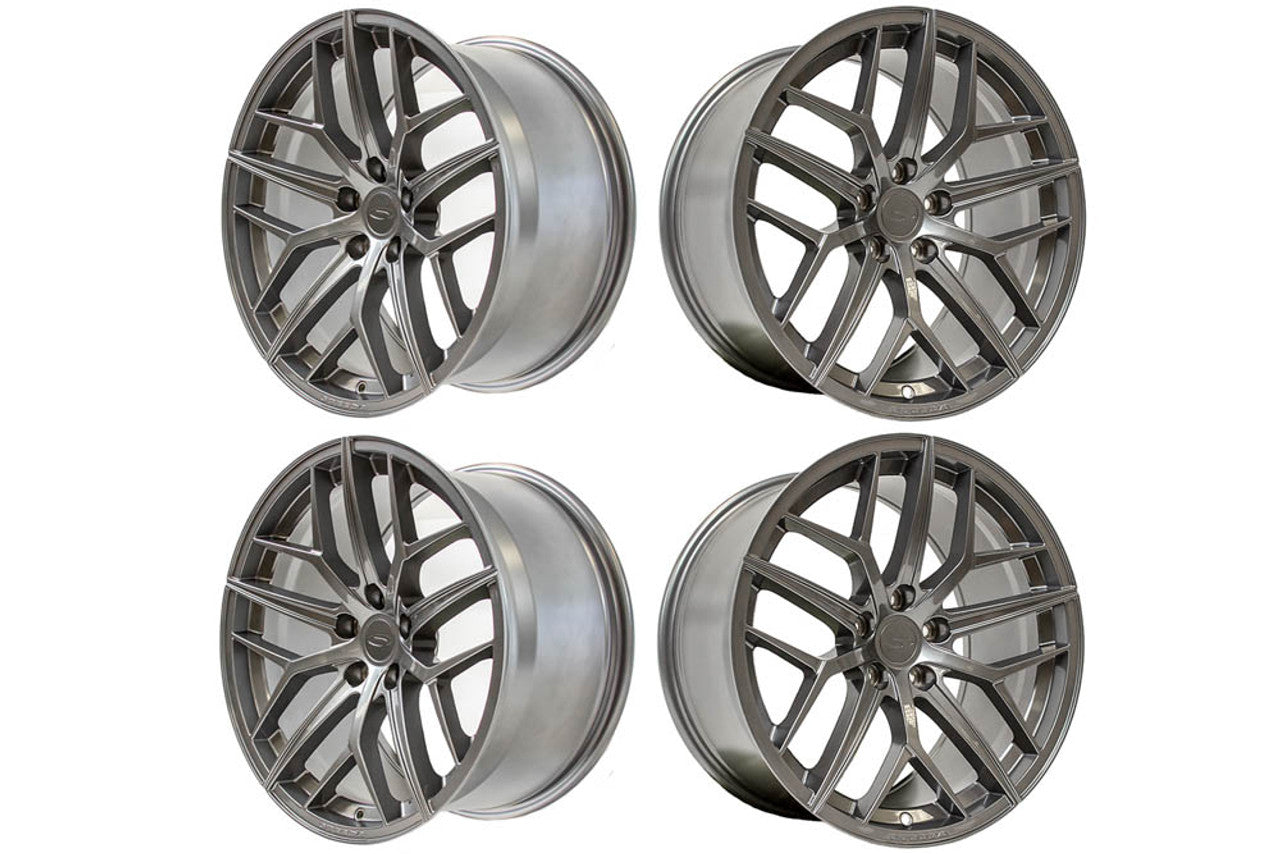 2005-2025 Steeda Mustang Trident Gloss Titanium Staggered Street Wheel Package - 19x10/11