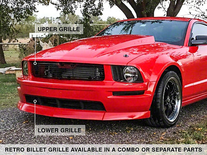 2005-2009 Mustang Modern Billet Retro Grille; Black