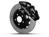 2015-2023 Mustang Wilwood AERO6 Front Big Brake Kit with 15-Inch Slotted Rotors; Black Calipers