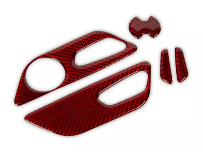 2015-2023 Mustang SpeedForm Seat Adjustment Trim; Red Carbon