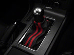 2010-2014 Premium Black Leather Shift Boot; Dual Red Stripe