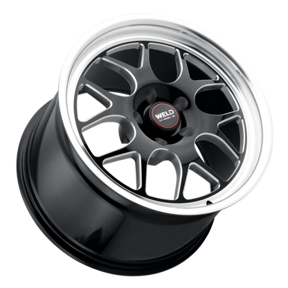 2005-2026 Mustang GT / GT350 / Dark Horse Weld Racing Solana Drag 1-Piece Gloss BLK MIL DIA Wheel - 18x10 with 5x114.3 Bolt, 7.27BS, ET 45