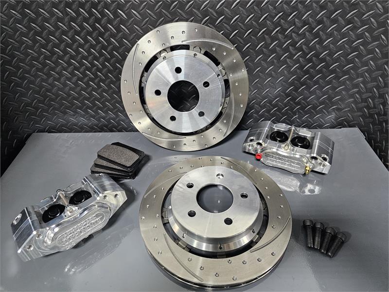2024-2026 Mustang Dark Horse/ Performance Package Rear Pro Street Brake Kit With Dimpled and Slotted Rotors - Aerospace Components